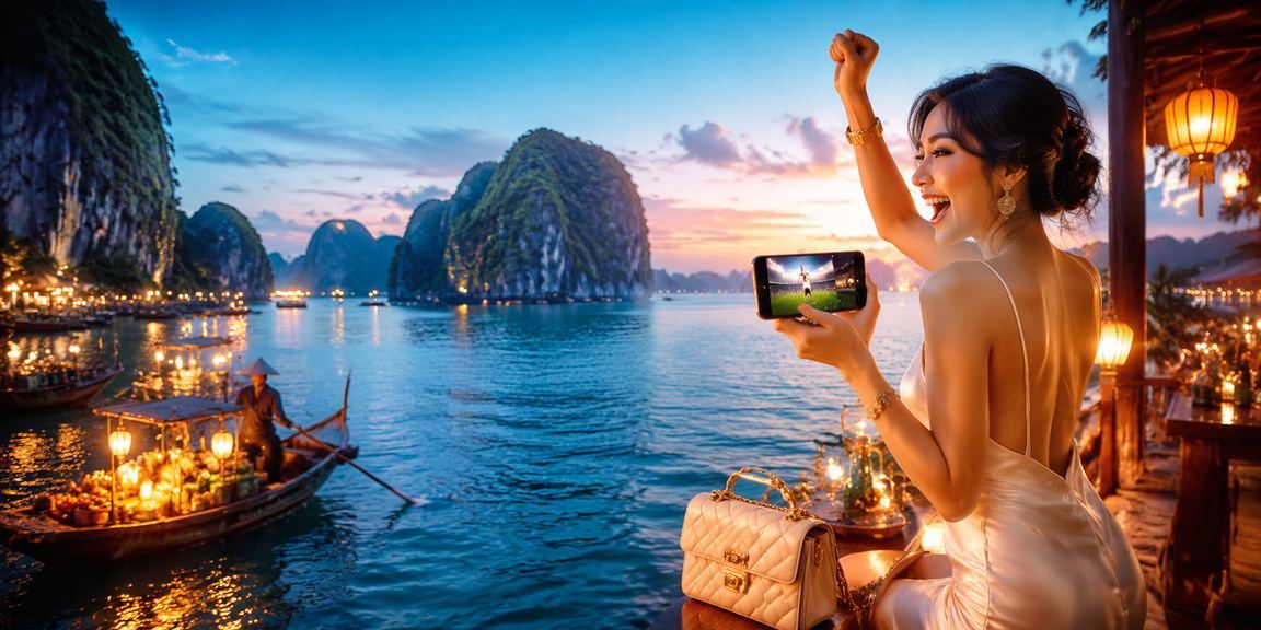 Phong cảnh Vịnh Hạ Long trong ánh đèn đêm sôi động